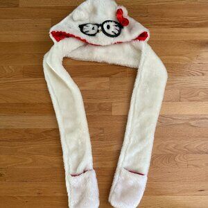 Hello Kitty Adult Hooded Wrap Scarf with Mittens